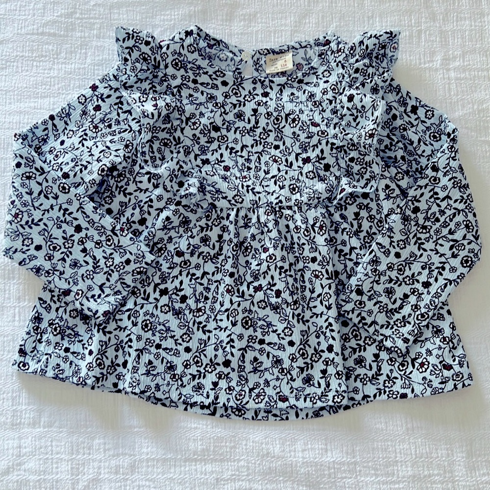 Zara kids light blue floral top